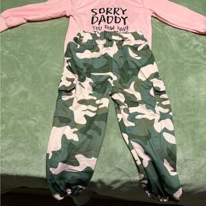 Pink and Green Camo Outfit